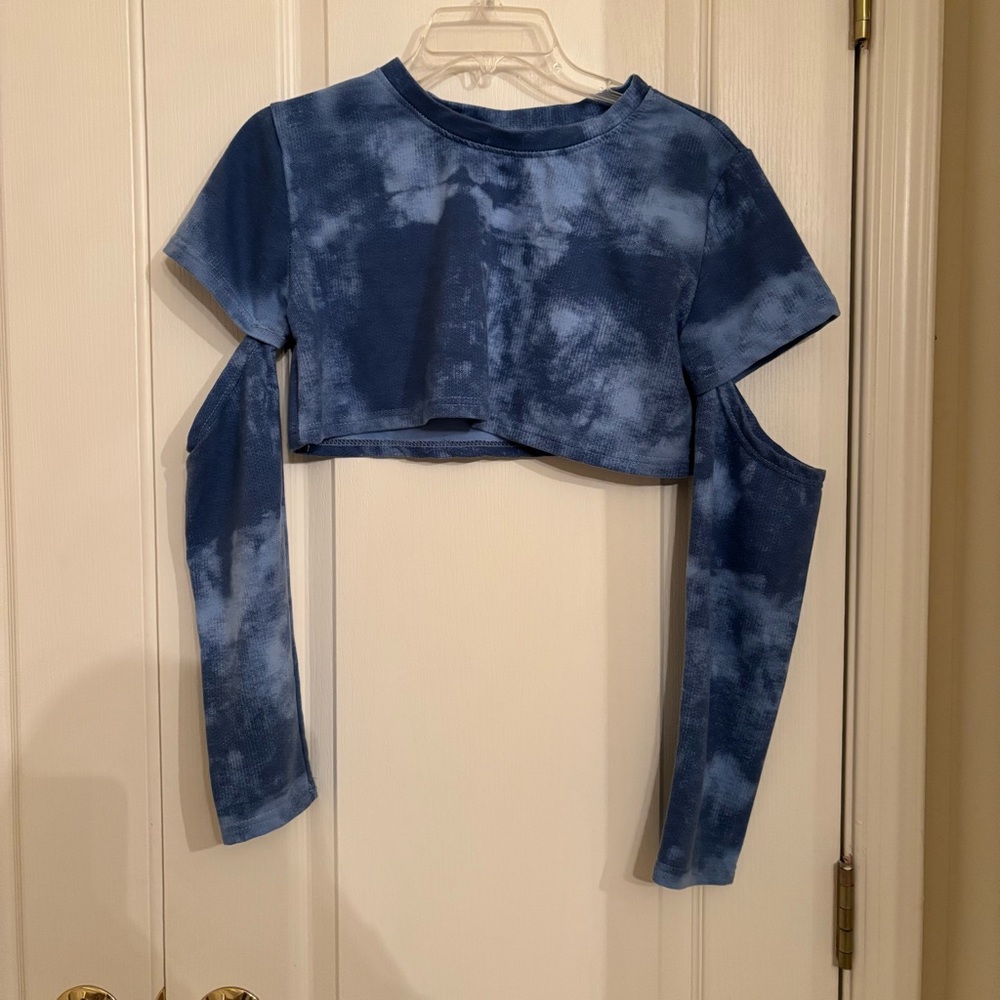 Blue Tie-Dye Crop Top